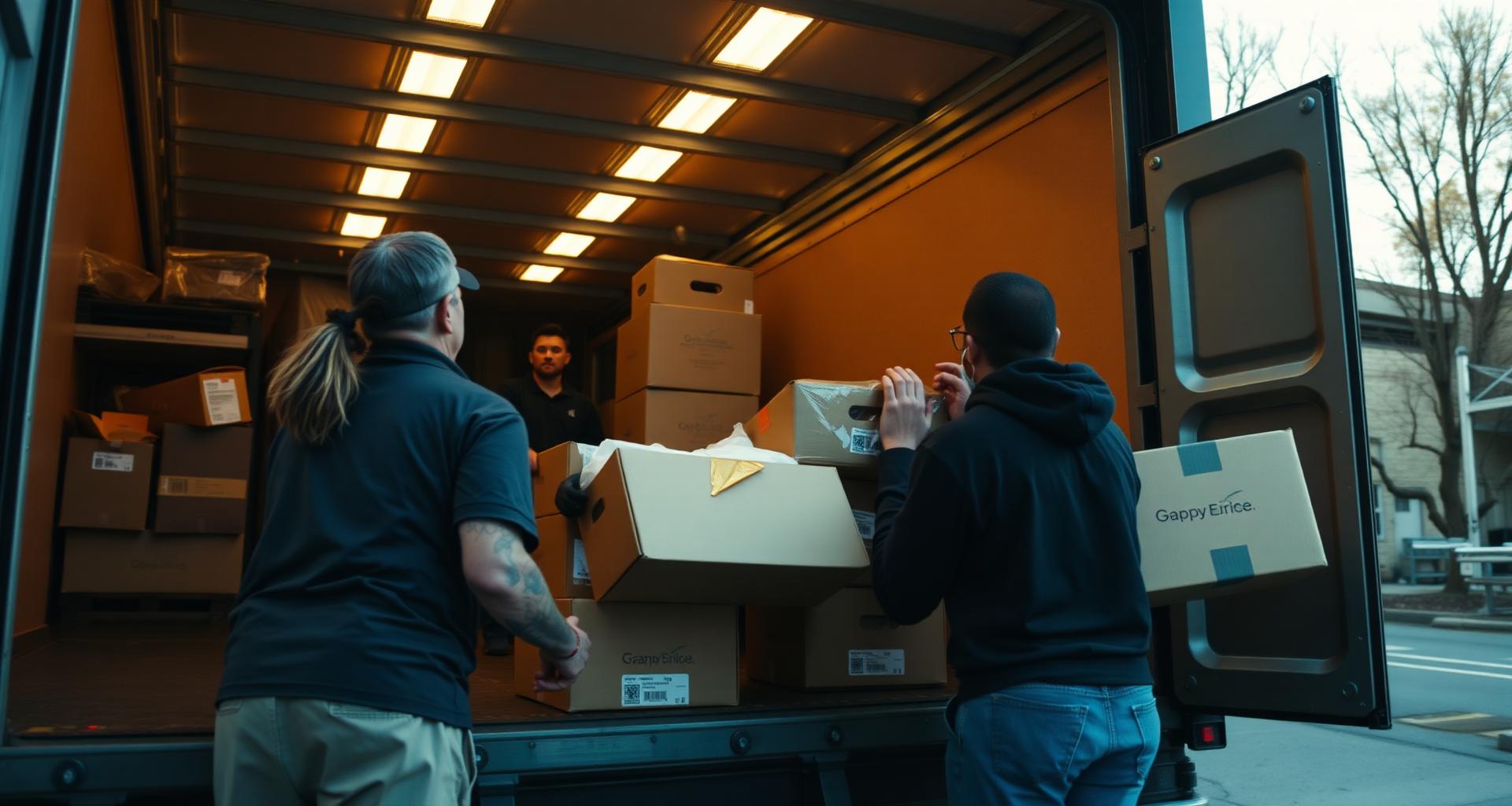 WarehouseJobs.com crew volunteering together at a community service day, loading boxes of donated goods.